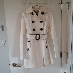 Soia & Kyo Women's White/Ivory Belted Double-breasted Trench Coat (Size XS)